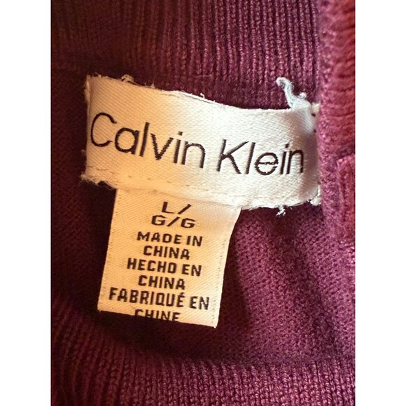 Calvin Klein Purple Long Sleeve Sweater With Ribbed Mock Neck Button Detail - Picture 3 of 10